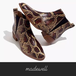 Madewell Cara Snakeskin Embossed Leather Chelsea Boot in Burnt Clay Multi NIB 6